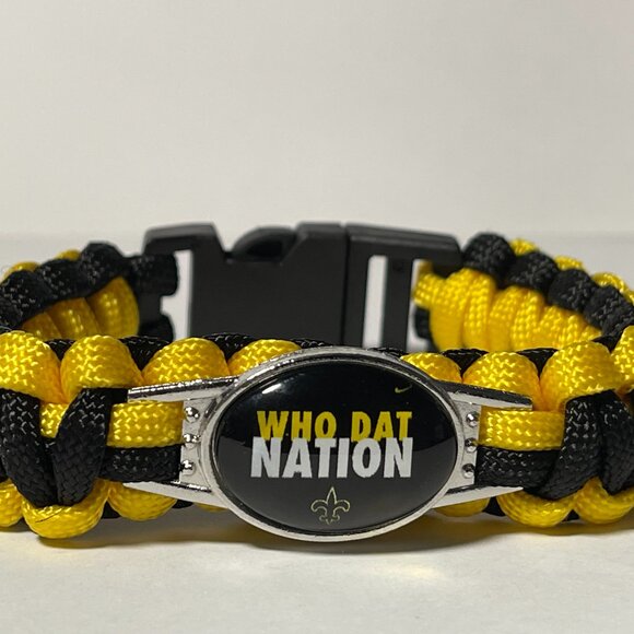 New Orleans Saints NFL "WHO DAT NATION" Paracord Bracelet NEW Free Shipping!! - Picture 1 of 2